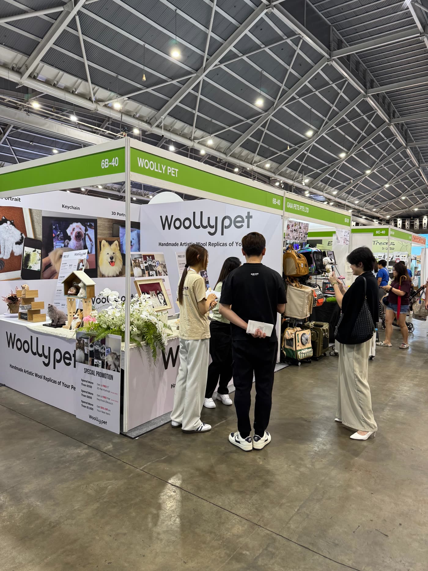 Visitors browsing the Woolly Pet booth 6B-40 at Singapore Pet Expo 2025